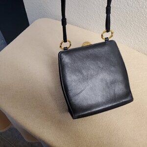 Anne Klein Vintage Black Leather Bag w/ Shoulder Strap. Circa Early-90’s
